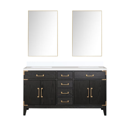 Lexora Laurel 60 in. Black Oak Double Sink Bath Vanity
