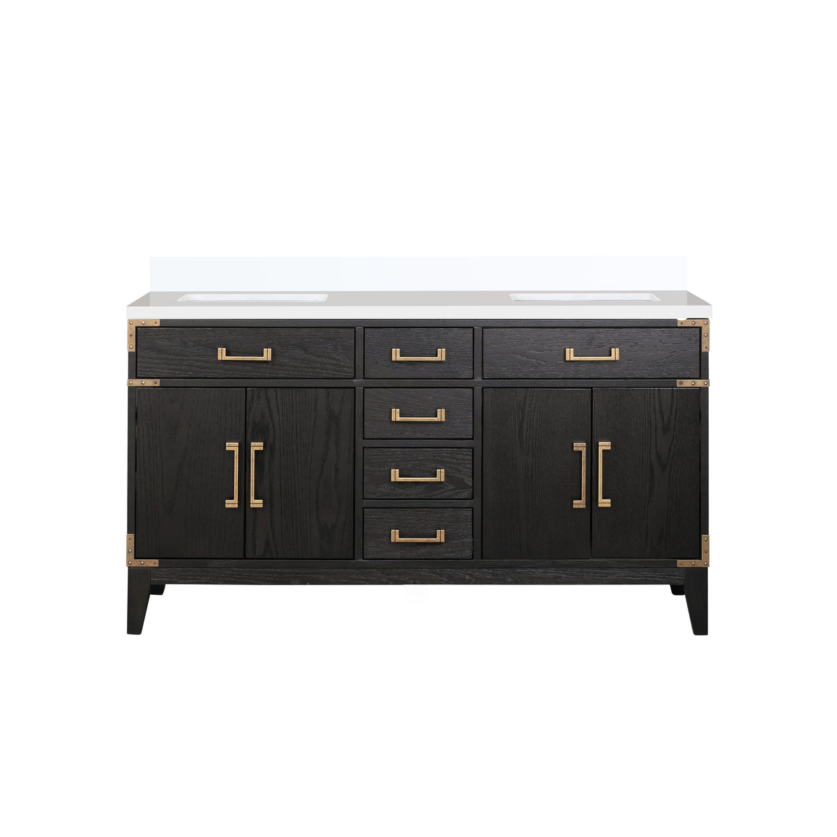 Lexora Laurel 60 in. Black Oak Double Sink Bath Vanity