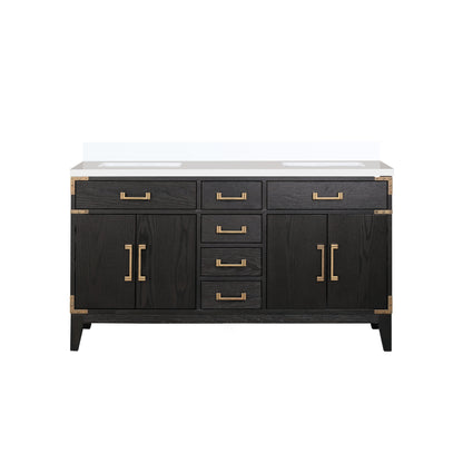Lexora Laurel 60 in. Black Oak Double Sink Bath Vanity