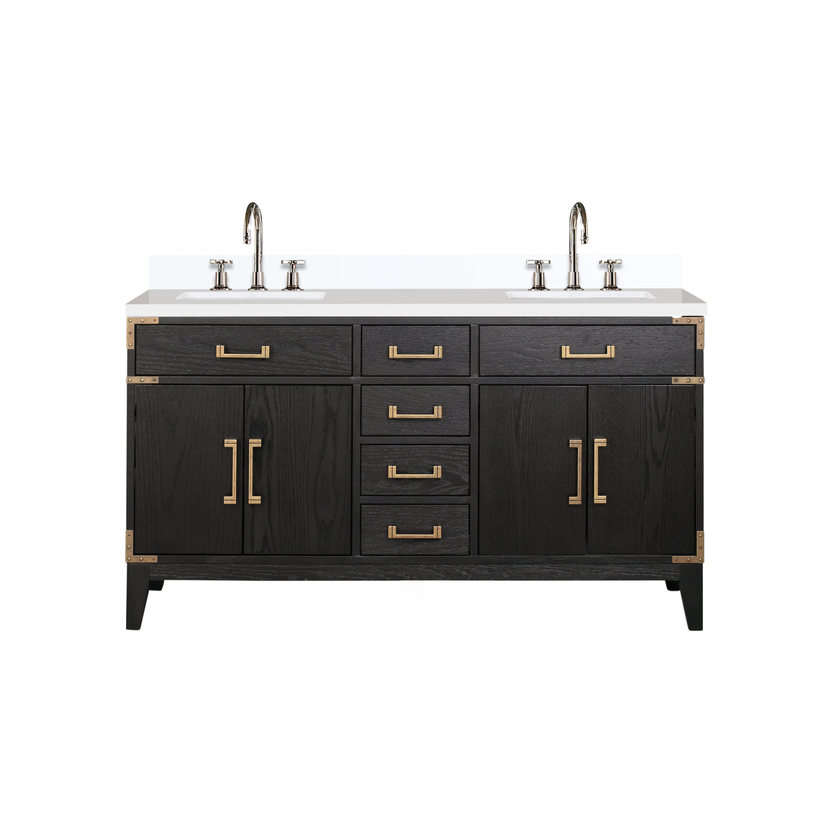 Lexora Laurel 60 in. Black Oak Double Sink Bath Vanity