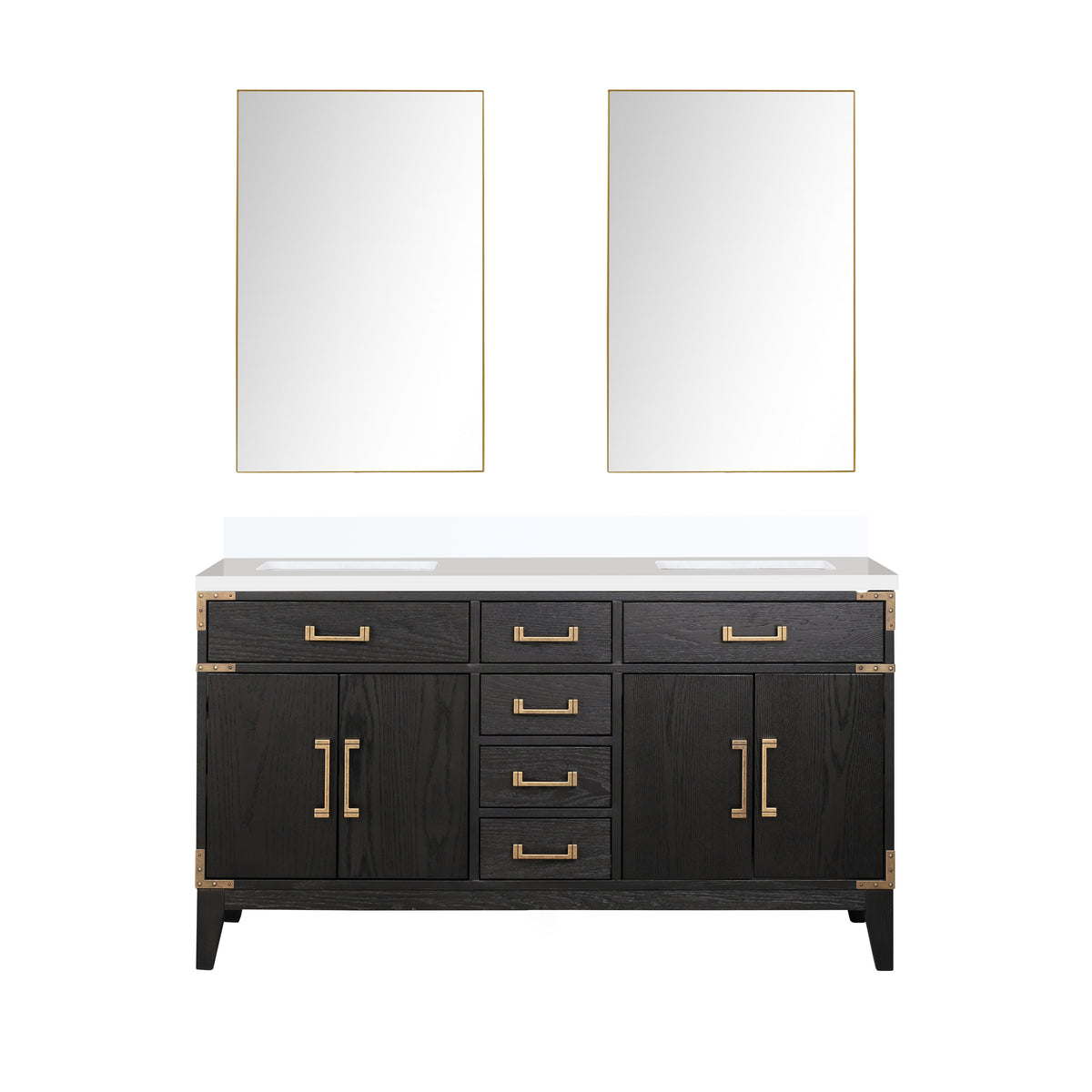 Lexora Laurel 60 in. Black Oak Double Sink Bath Vanity