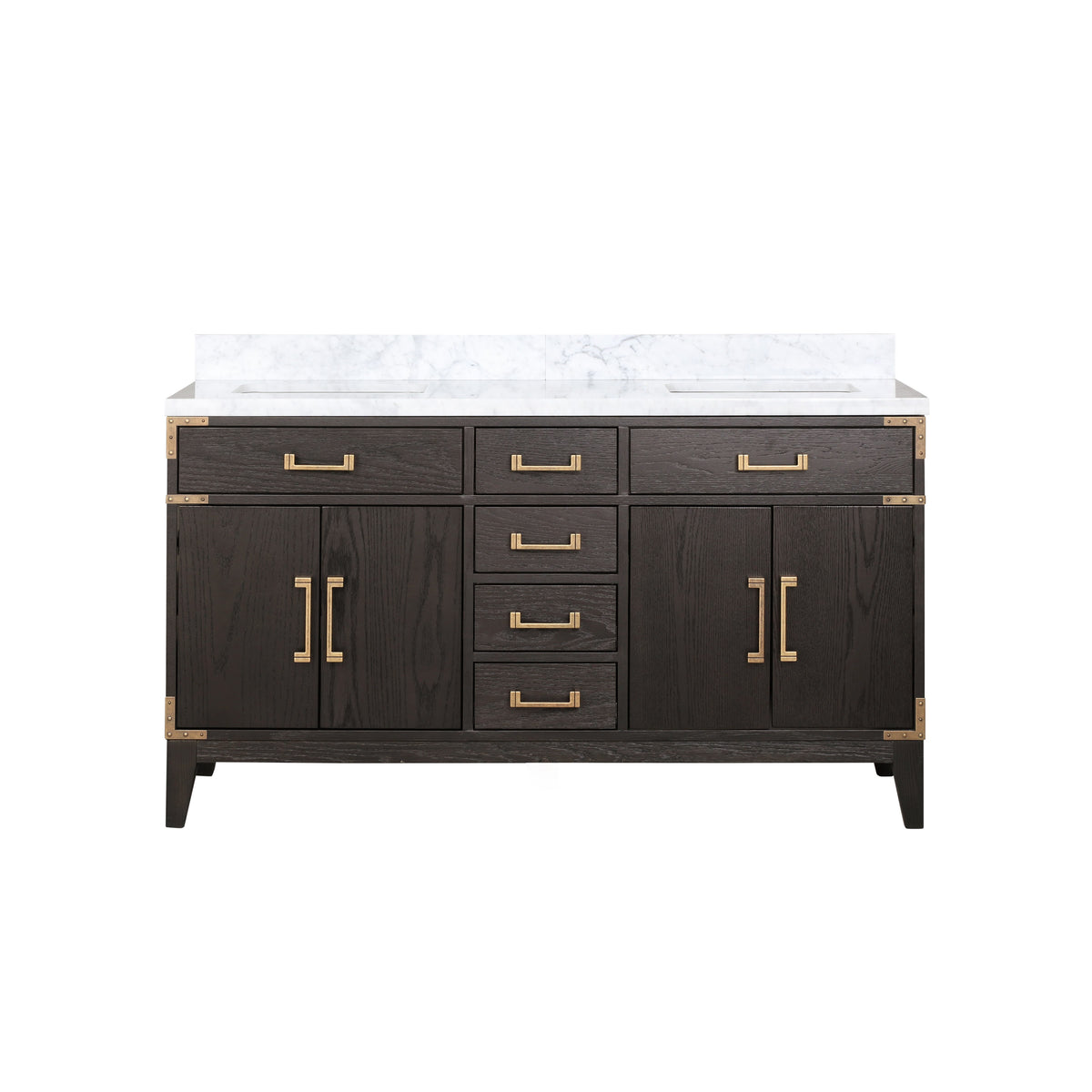 Lexora Laurel 60 in. Brown Oak Double Sink Bath Vanity