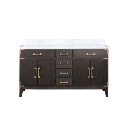 Lexora Laurel 60 in. Brown Oak Double Sink Bath Vanity