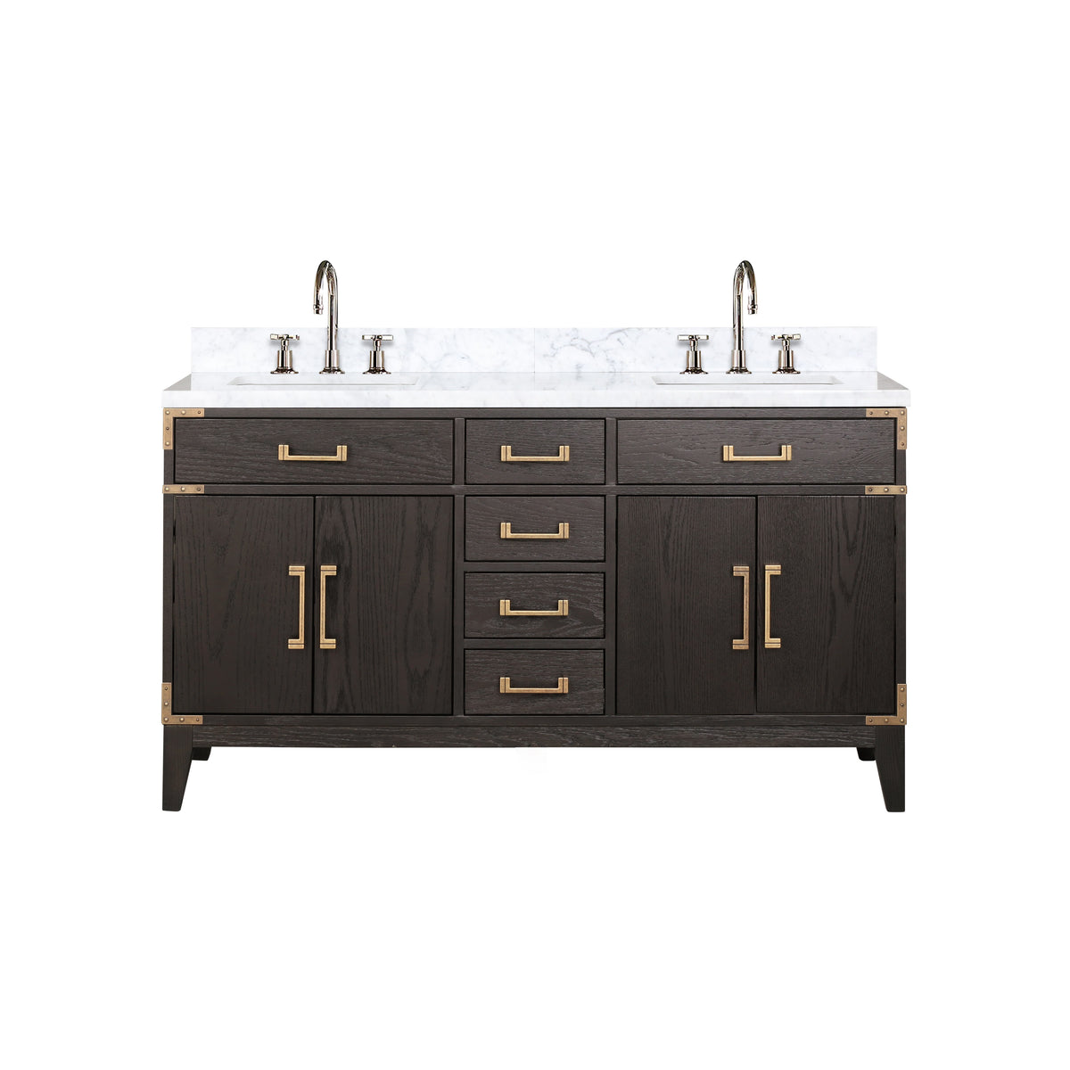 Lexora Laurel 60 in. Brown Oak Double Sink Bath Vanity