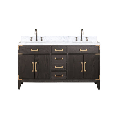 Lexora Laurel 60 in. Brown Oak Double Sink Bath Vanity