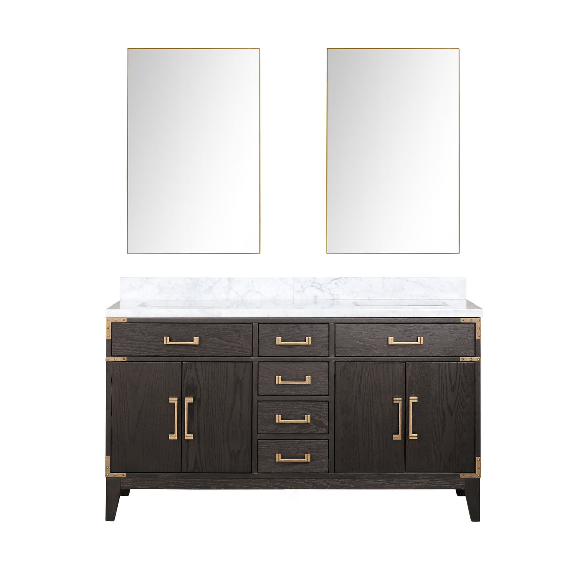 Lexora Laurel 60 in. Brown Oak Double Sink Bath Vanity