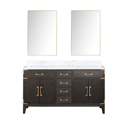 Lexora Laurel 60 in. Brown Oak Double Sink Bath Vanity