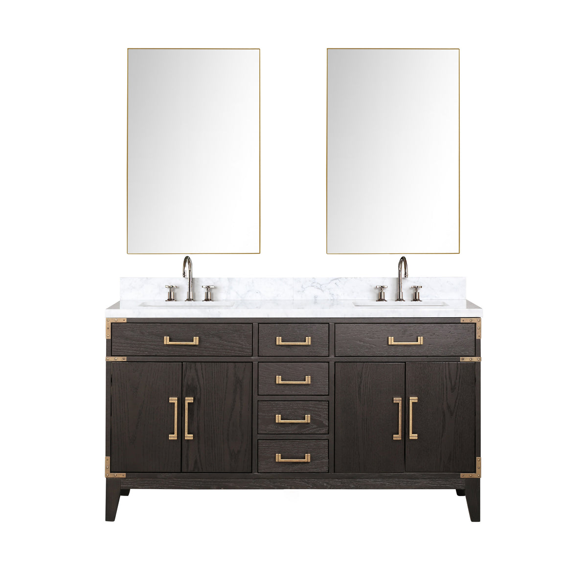 Lexora Laurel 60 in. Brown Oak Double Sink Bath Vanity
