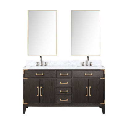 Lexora Laurel 60 in. Brown Oak Double Sink Bath Vanity