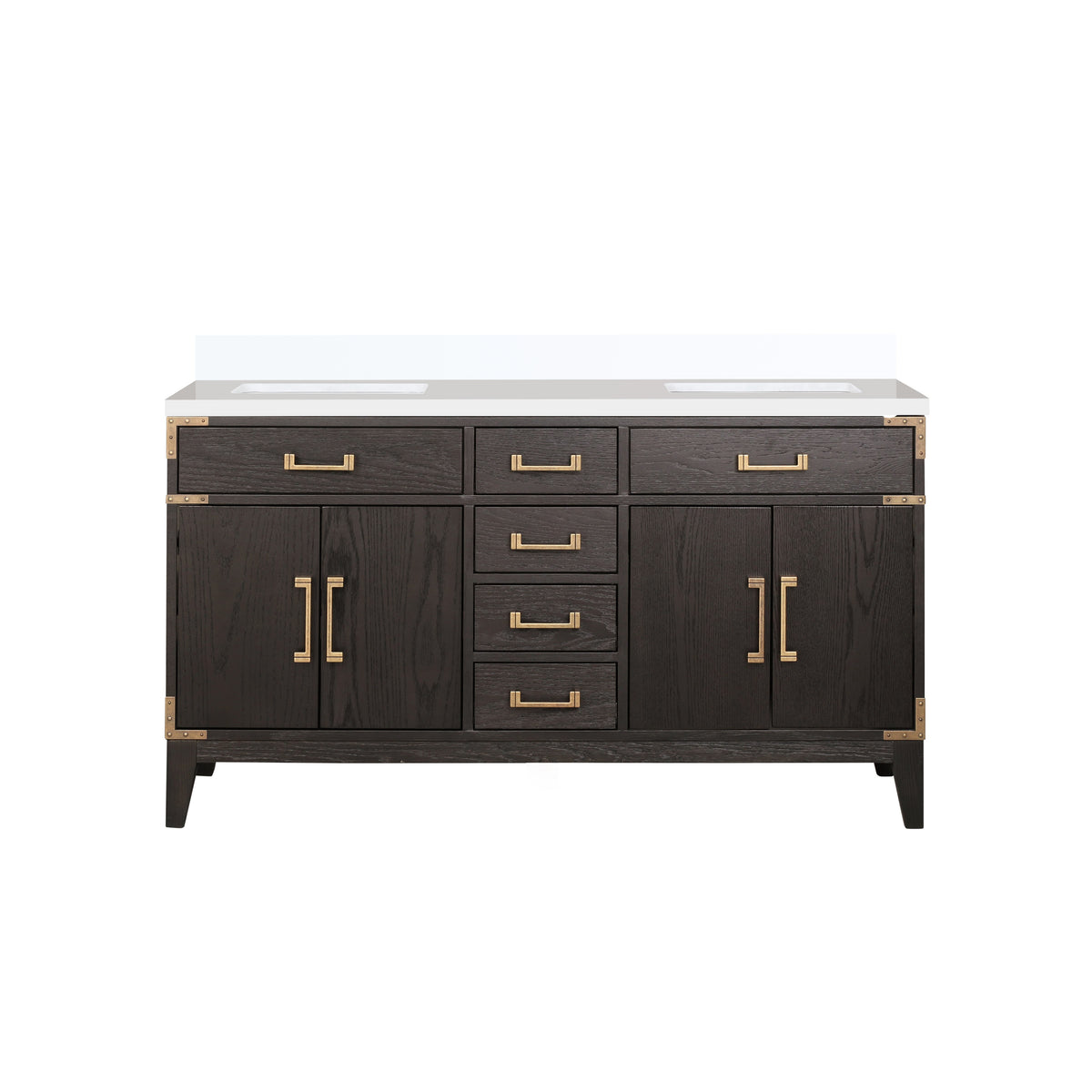Lexora Laurel 60 in. Brown Oak Double Sink Bath Vanity