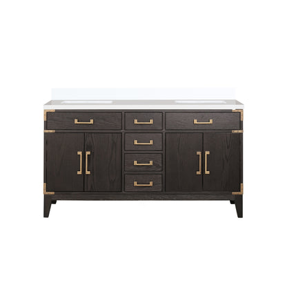 Lexora Laurel 60 in. Brown Oak Double Sink Bath Vanity