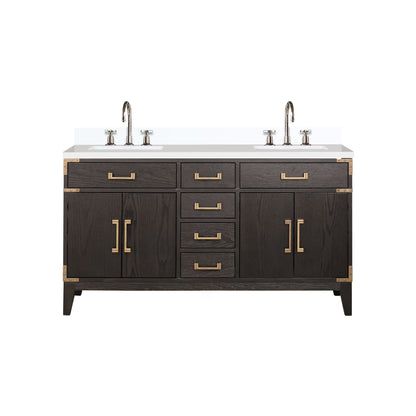 Lexora Laurel 60 in. Brown Oak Double Sink Bath Vanity