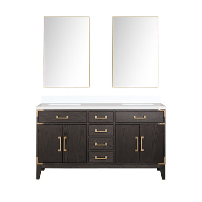 Lexora Laurel 60 in. Brown Oak Double Sink Bath Vanity