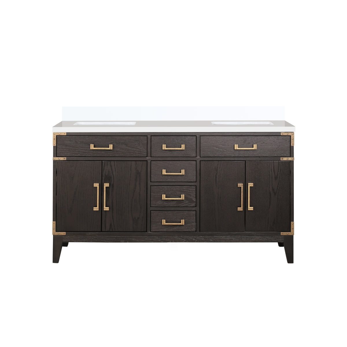 Lexora Laurel 60 in. Brown Oak Double Sink Bath Vanity