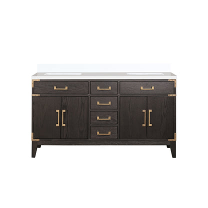 Lexora Laurel 60 in. Brown Oak Double Sink Bath Vanity