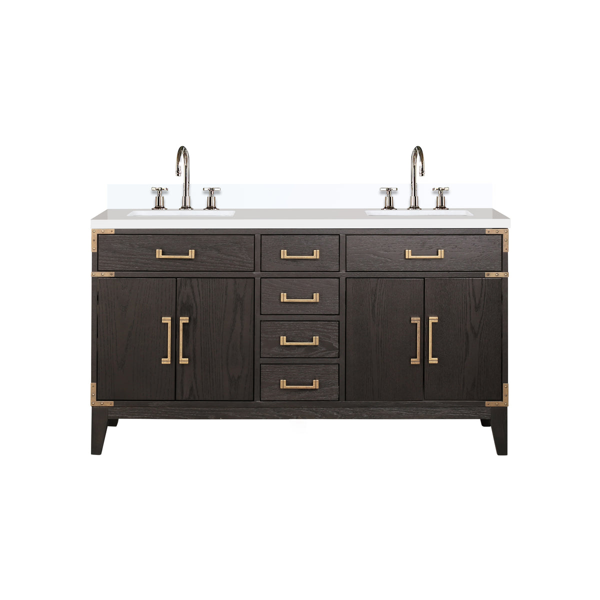 Lexora Laurel 60 in. Brown Oak Double Sink Bath Vanity