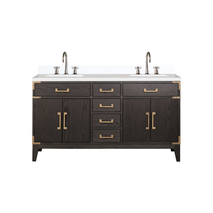 Lexora Laurel 60 in. Brown Oak Double Sink Bath Vanity