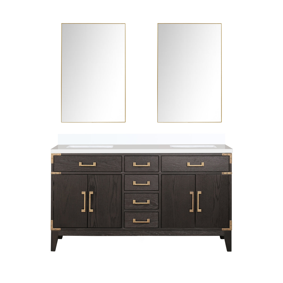 Lexora Laurel 60 in. Brown Oak Double Sink Bath Vanity