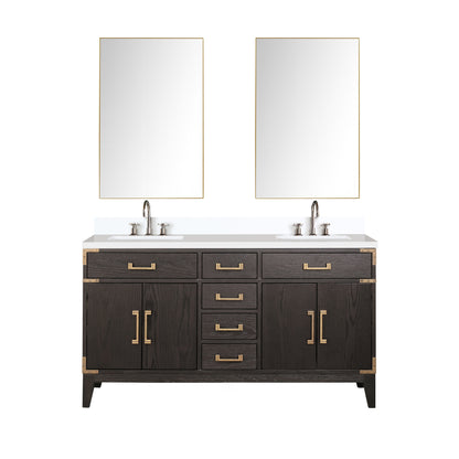 Lexora Laurel 60 in. Brown Oak Double Sink Bath Vanity