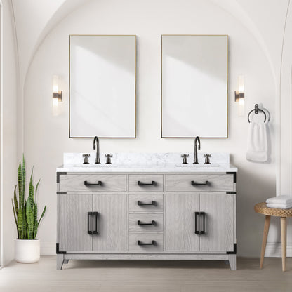 Lexora Laurel 60 in. White Oak Double Sink Bath Vanity