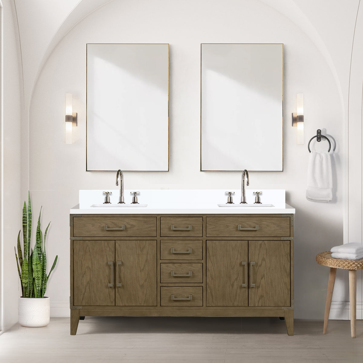 Lexora Laurel 60 in. Grey Oak Double Sink Bath Vanity