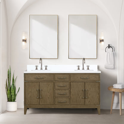 Lexora Laurel 60 in. Grey Oak Double Sink Bath Vanity