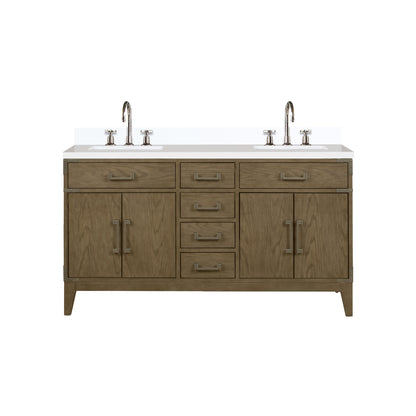 Lexora Laurel 60 in. Grey Oak Double Sink Bath Vanity