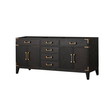 Lexora Laurel 72 in. Black Oak Double Sink Bath Vanity