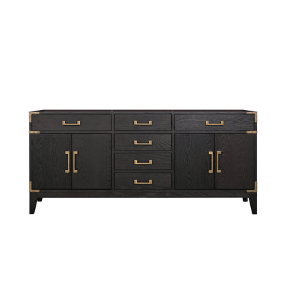 Lexora Laurel 72 in. Black Oak Double Sink Bath Vanity
