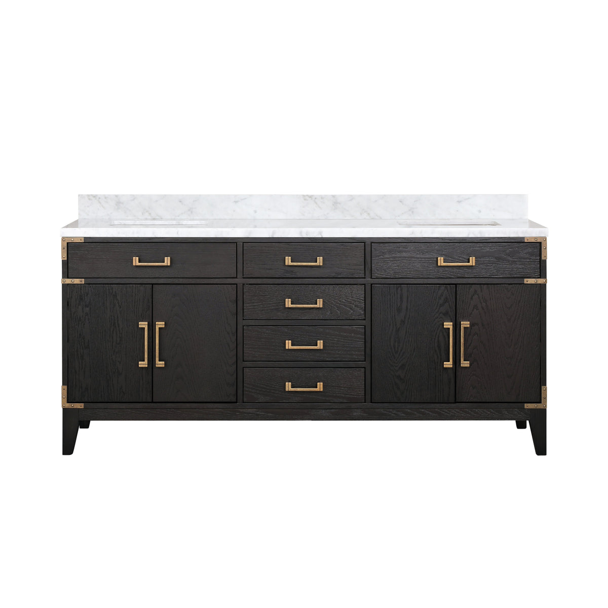 Lexora Laurel 72 in. Black Oak Double Sink Bath Vanity