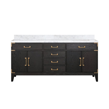 Lexora Laurel 72 in. Black Oak Double Sink Bath Vanity