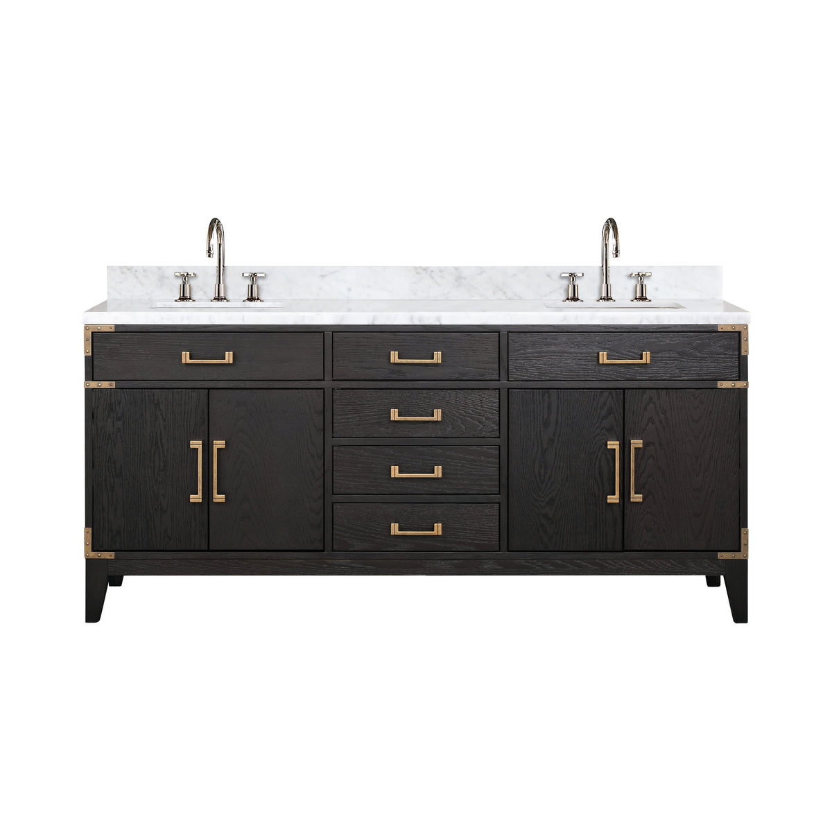 Lexora Laurel 72 in. Black Oak Double Sink Bath Vanity