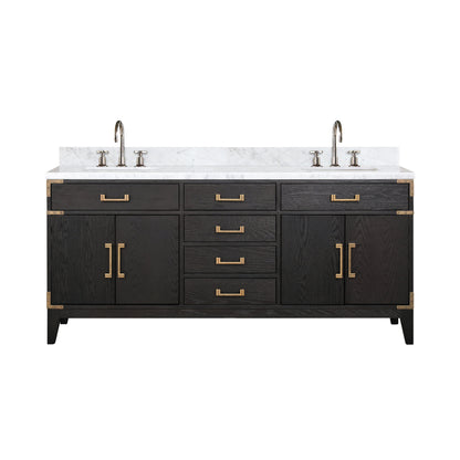 Lexora Laurel 72 in. Black Oak Double Sink Bath Vanity