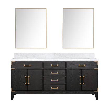 Lexora Laurel 72 in. Black Oak Double Sink Bath Vanity