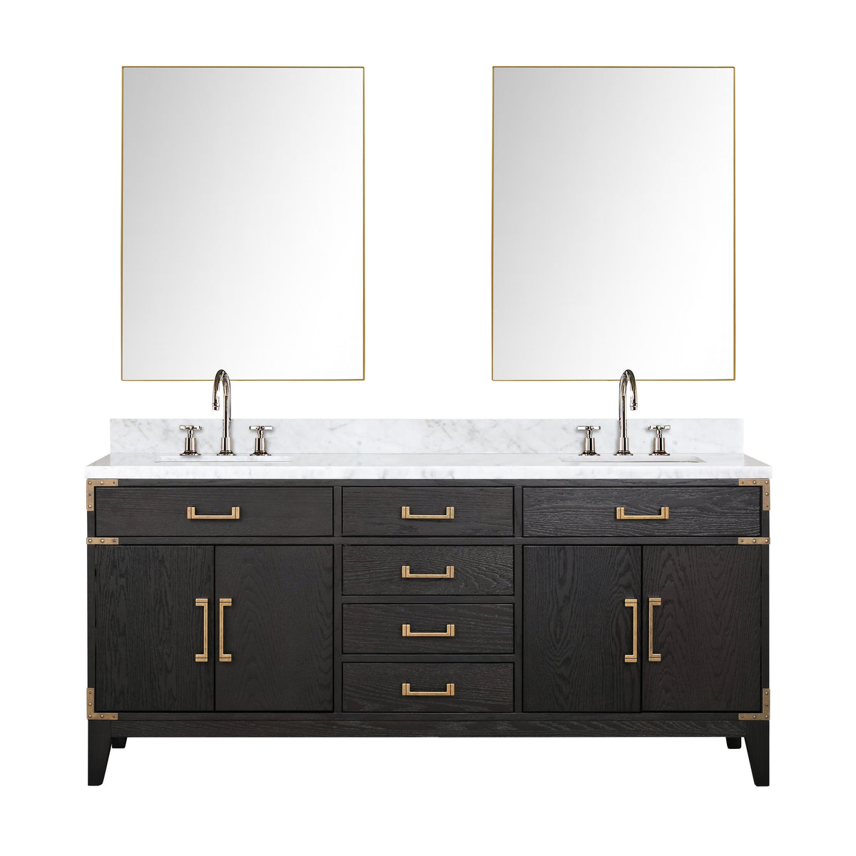 Lexora Laurel 72 in. Black Oak Double Sink Bath Vanity