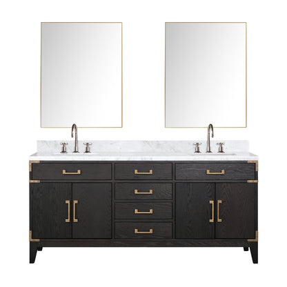 Lexora Laurel 72 in. Black Oak Double Sink Bath Vanity