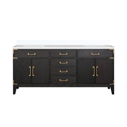 Lexora Laurel 72 in. Black Oak Double Sink Bath Vanity