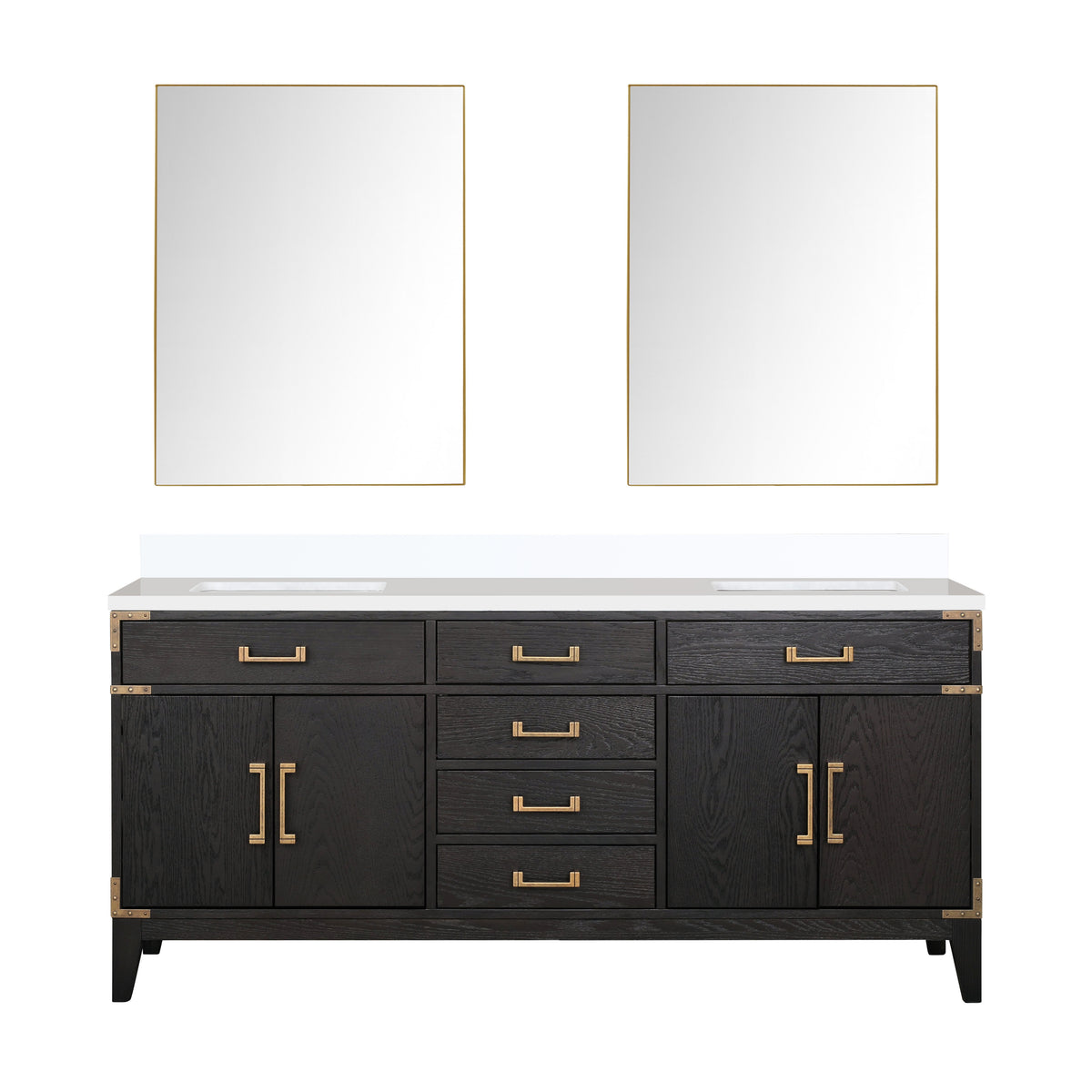 Lexora Laurel 72 in. Black Oak Double Sink Bath Vanity