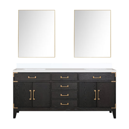 Lexora Laurel 72 in. Black Oak Double Sink Bath Vanity