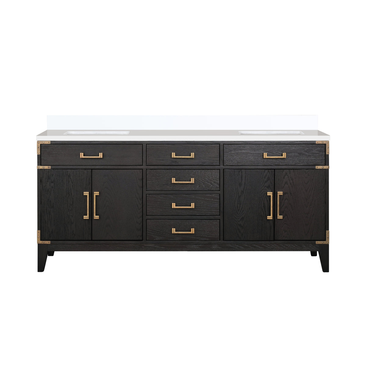 Lexora Laurel 72 in. Black Oak Double Sink Bath Vanity
