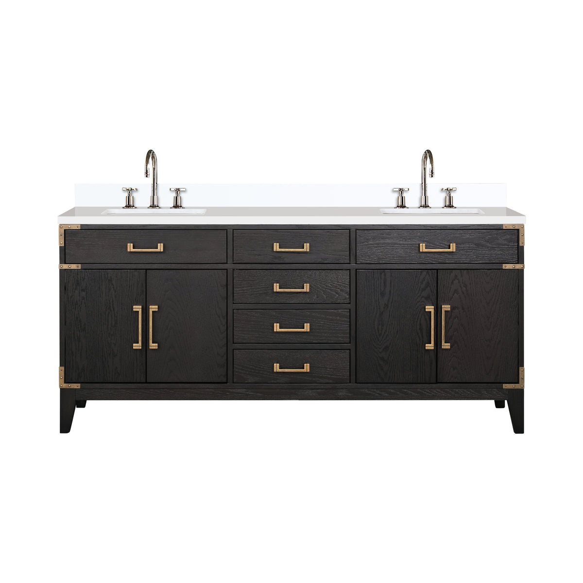 Lexora Laurel 72 in. Black Oak Double Sink Bath Vanity