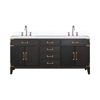 Lexora Laurel 72 in. Black Oak Double Sink Bath Vanity