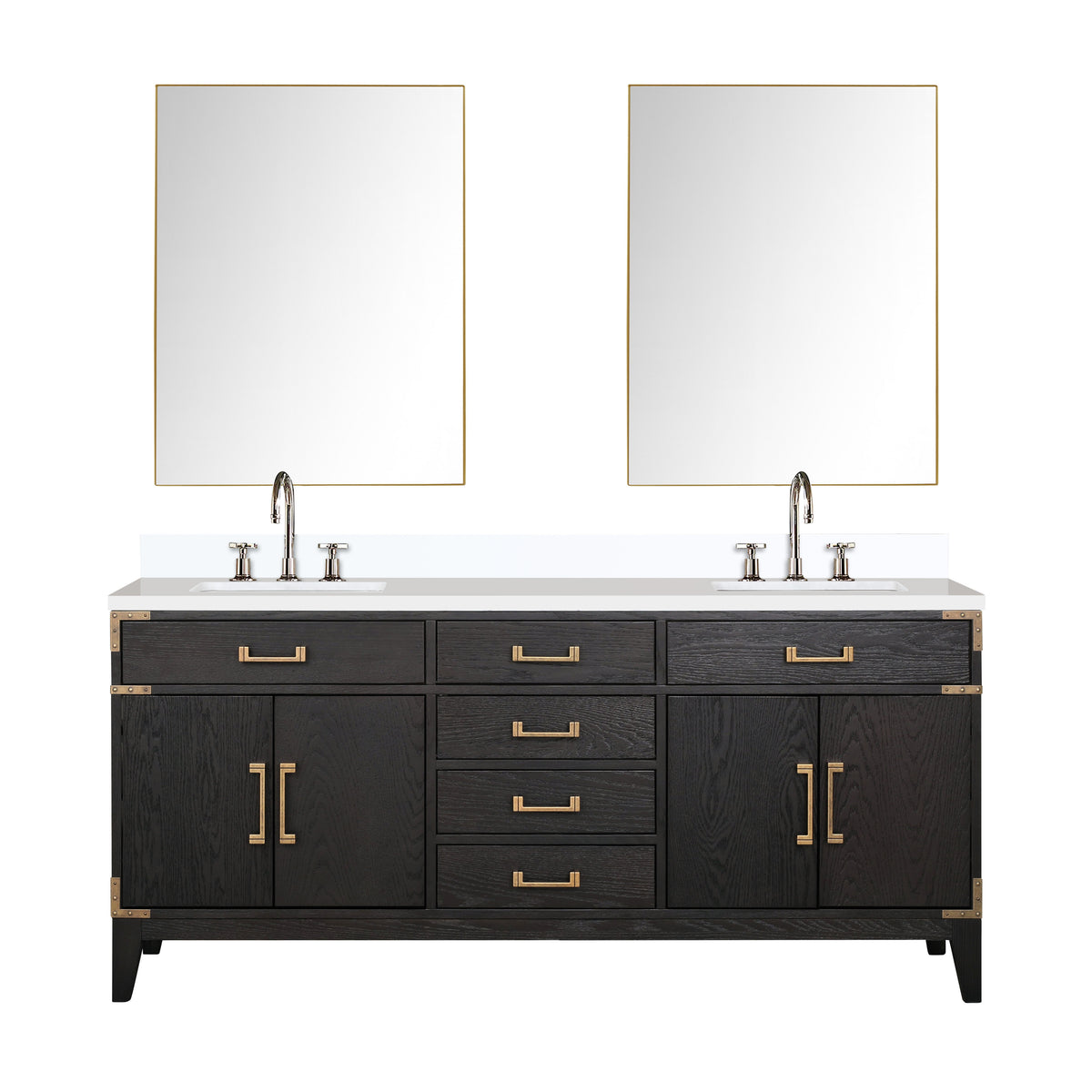 Lexora Laurel 72 in. Black Oak Double Sink Bath Vanity