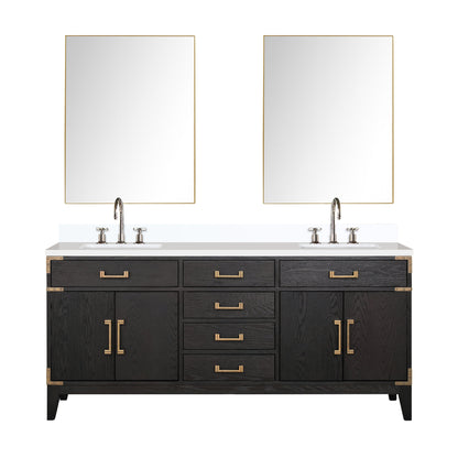 Lexora Laurel 72 in. Black Oak Double Sink Bath Vanity