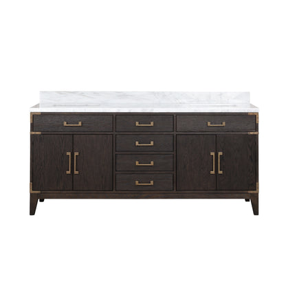 Lexora Laurel 72 in. Brown Oak Double Sink Bath Vanity