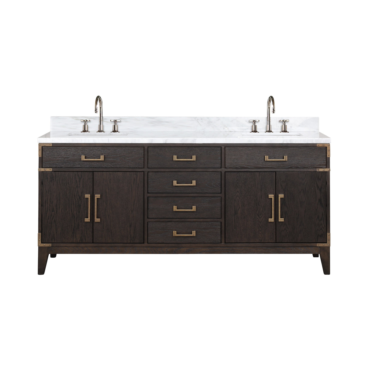 Lexora Laurel 72 in. Brown Oak Double Sink Bath Vanity