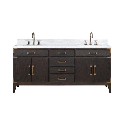Lexora Laurel 72 in. Brown Oak Double Sink Bath Vanity
