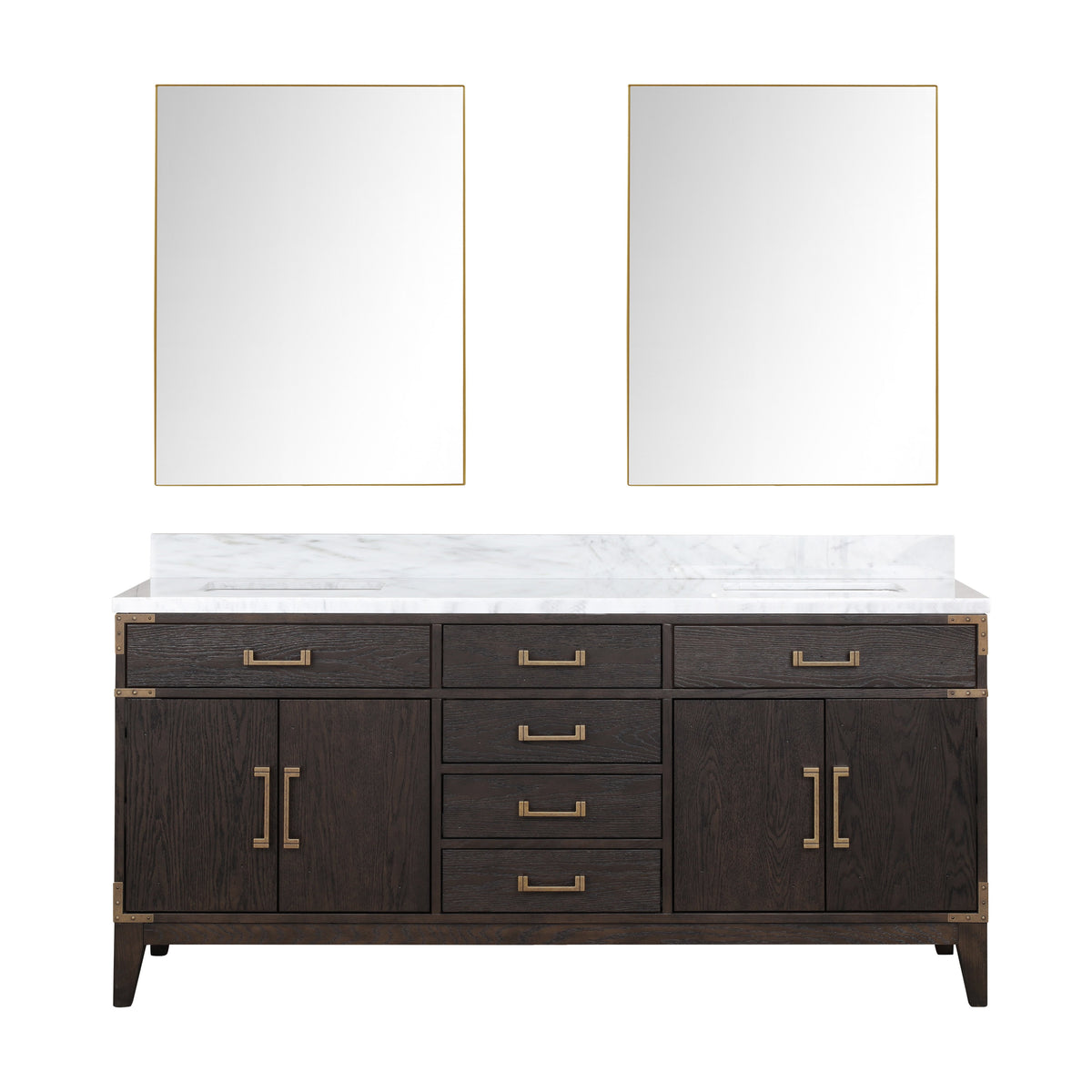 Lexora Laurel 72 in. Brown Oak Double Sink Bath Vanity