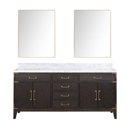Lexora Laurel 72 in. Brown Oak Double Sink Bath Vanity