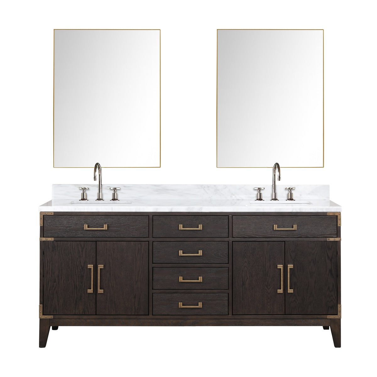 Lexora Laurel 72 in. Brown Oak Double Sink Bath Vanity